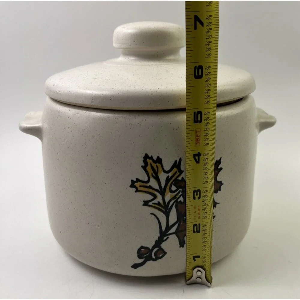 Vintage West Bend Pottery Stoneware Pot Crock Fall Leaf Design Tested